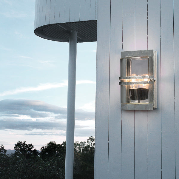 Norlys Basel Outdoor Wall Lantern in Galvanised Finish