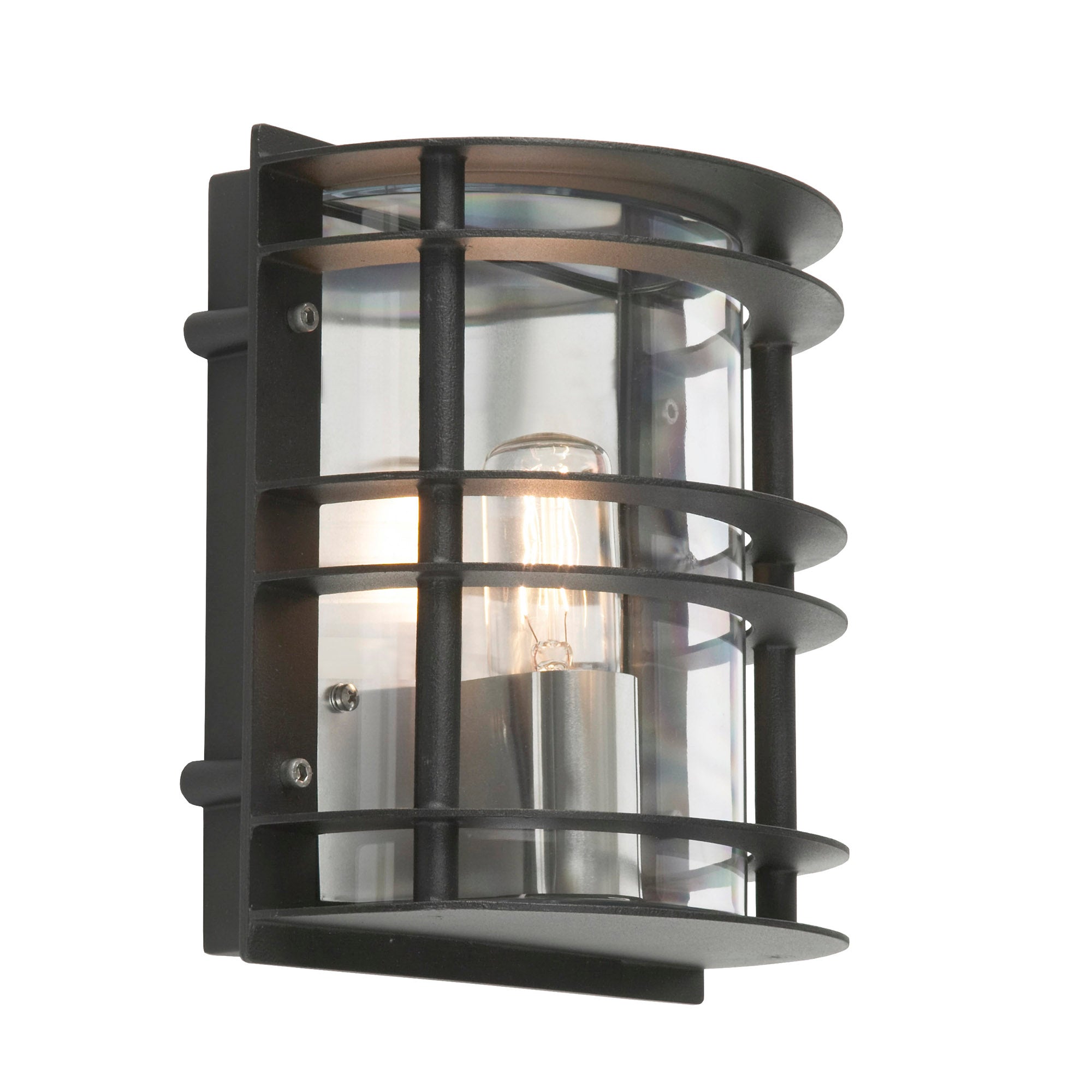 Norlys Stockholm Outdoor Flush Light in Black with Clear Shade