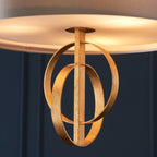Novena Agrela 3 Light Pendant Light Antique Gold Leaf Mink Satin Fabric