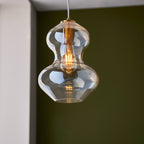 Novena Amandi 1 Light Pendant Light Satin Brass Plate Champagne Lustre Glass