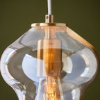 Novena Amandi 1 Light Pendant Light Satin Brass Plate Champagne Lustre Glass