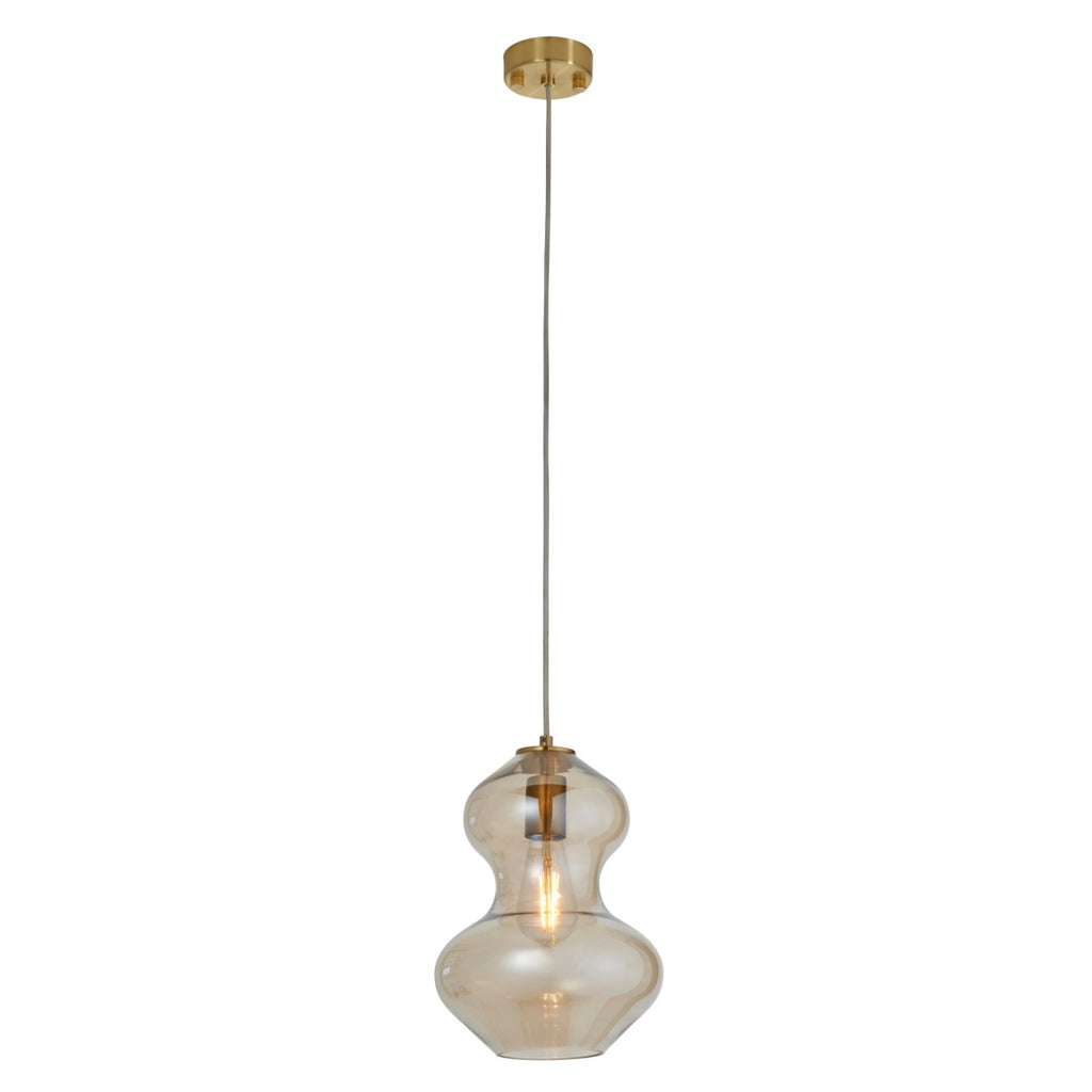 Novena Amandi 1 Light Pendant Light Satin Brass Plate Champagne Lustre Glass
