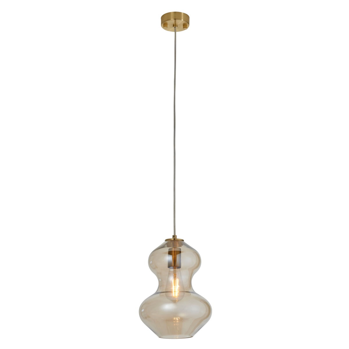 Novena Amandi 1 Light Pendant Light Satin Brass Plate Champagne Lustre Glass