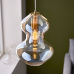 Novena Amandi 1 Light Pendant Light Satin Brass Plate Champagne Lustre Glass