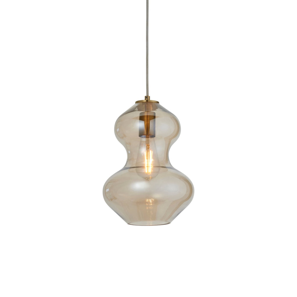 Novena Amandi 1 Light Pendant Light Satin Brass Plate Champagne Lustre Glass