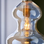 Novena Amandi 1 Light Pendant Light Satin Brass Plate Champagne Lustre Glass