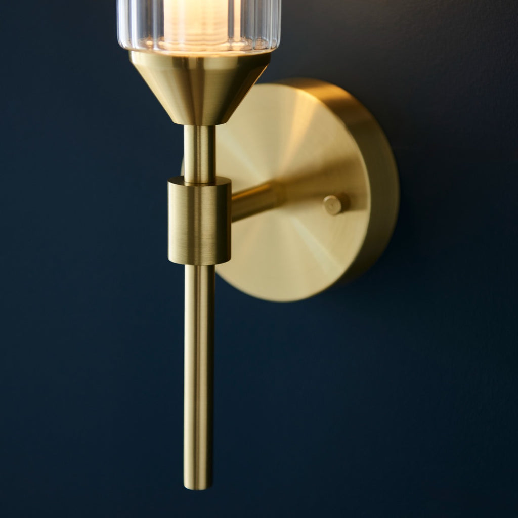 Novena Ancia 1 Light Wall Light Satin Brass with Clear Frosted Glass