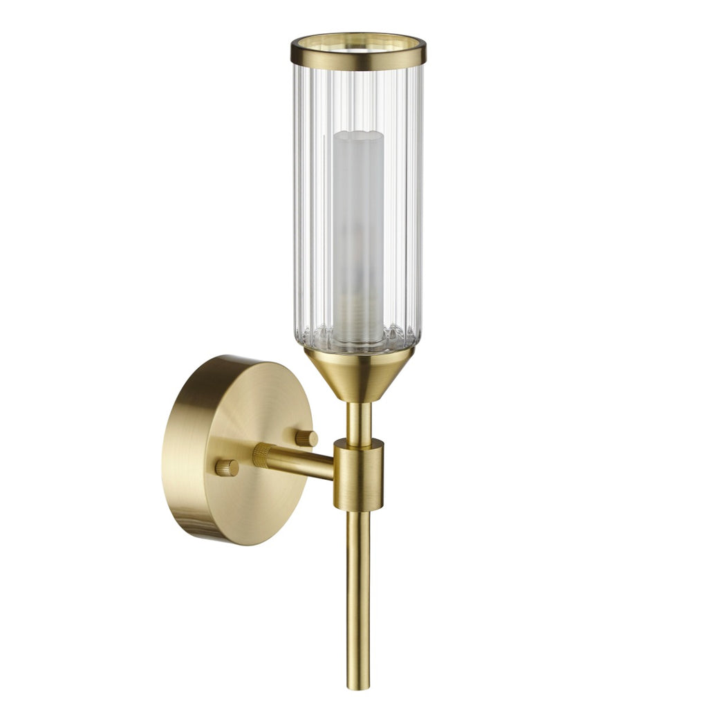 Novena Ancia 1 Light Wall Light Satin Brass with Clear Frosted Glass