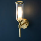 Novena Ancia 1 Light Wall Light Satin Brass with Clear Frosted Glass