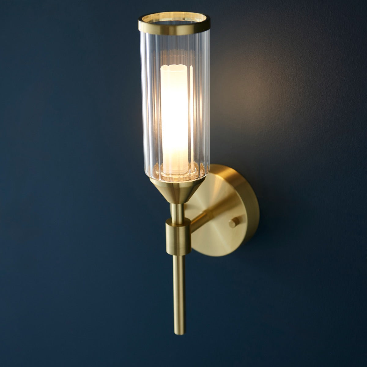 Novena Ancia 1 Light Wall Light Satin Brass with Clear Frosted Glass