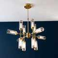 Novena Ancia 12 Light Pendant Light Satin Brass with Clear Frosted Glass