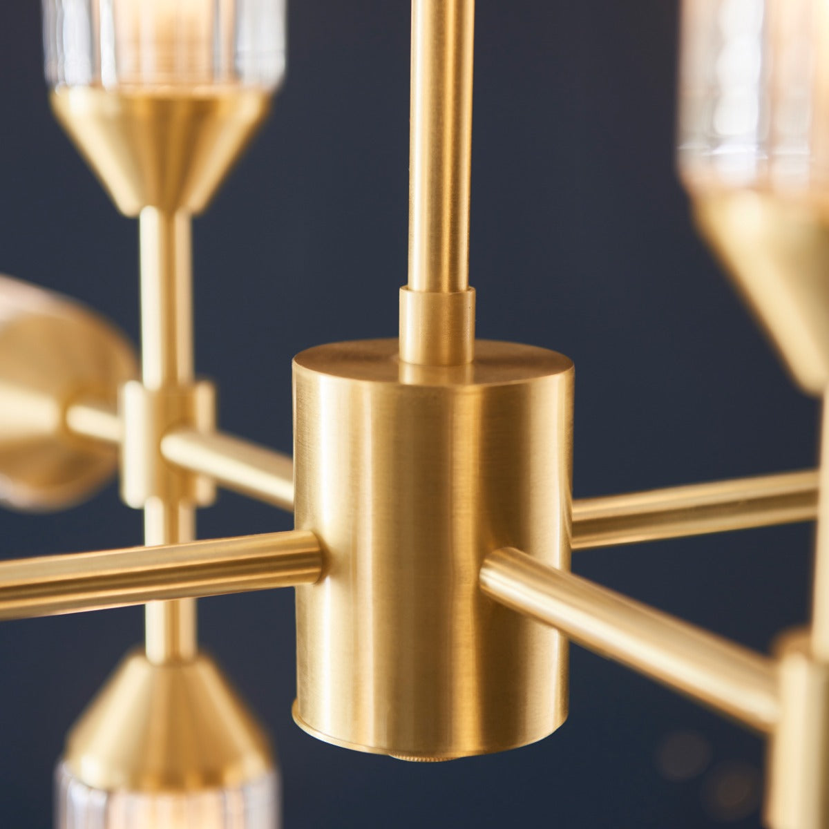 Novena Ancia 12 Light Pendant Light Satin Brass with Clear Frosted Glass