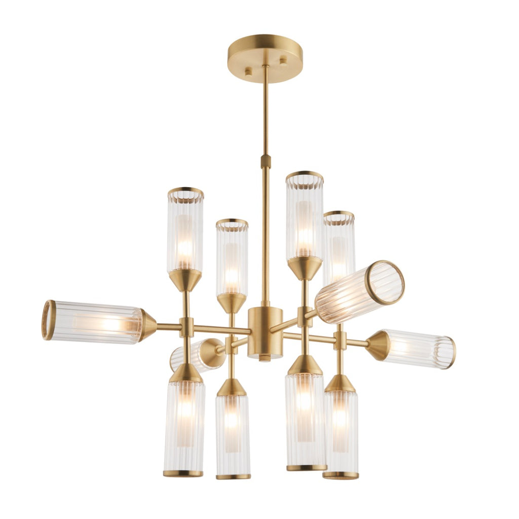 Novena Ancia 12 Light Pendant Light Satin Brass with Clear Frosted Glass