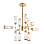 Novena Ancia 12 Light Pendant Light Satin Brass with Clear Frosted Glass