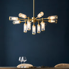 Novena Ancia 13 Light Pendant Light Satin Brass with Clear Frosted Glass