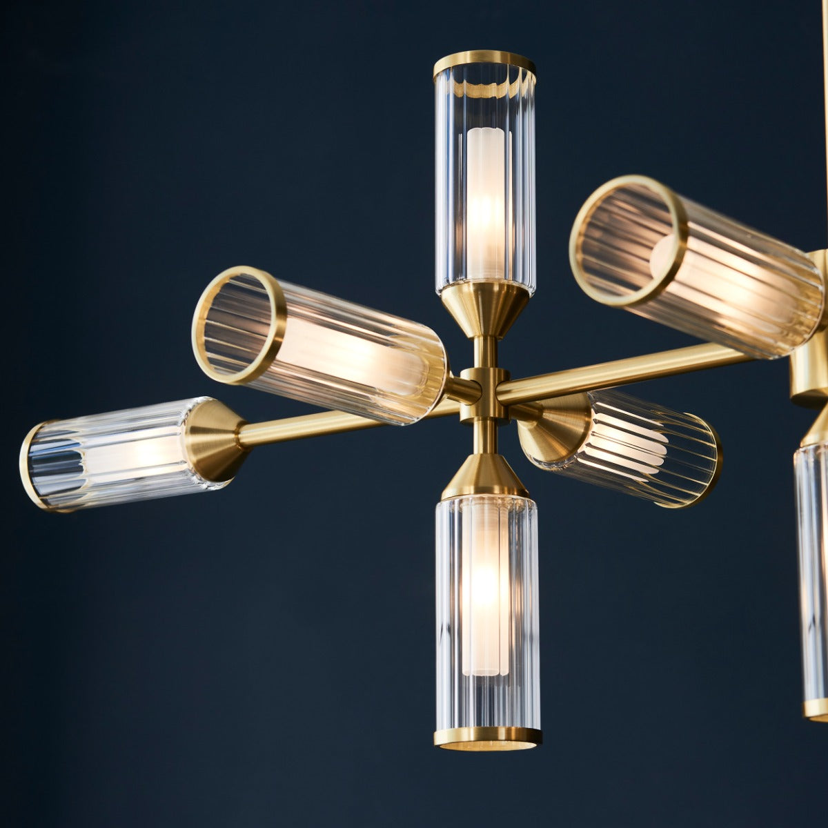 Novena Ancia 13 Light Pendant Light Satin Brass with Clear Frosted Glass