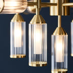 Novena Ancia 13 Light Pendant Light Satin Brass with Clear Frosted Glass