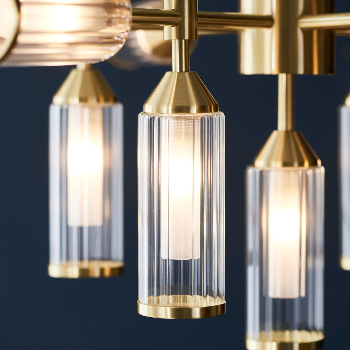 Novena Ancia 13 Light Pendant Light Satin Brass with Clear Frosted Glass
