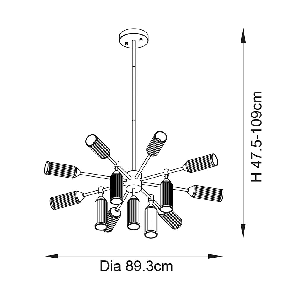 Novena Ancia 13 Light Pendant Light Satin Brass with Clear Frosted Glass