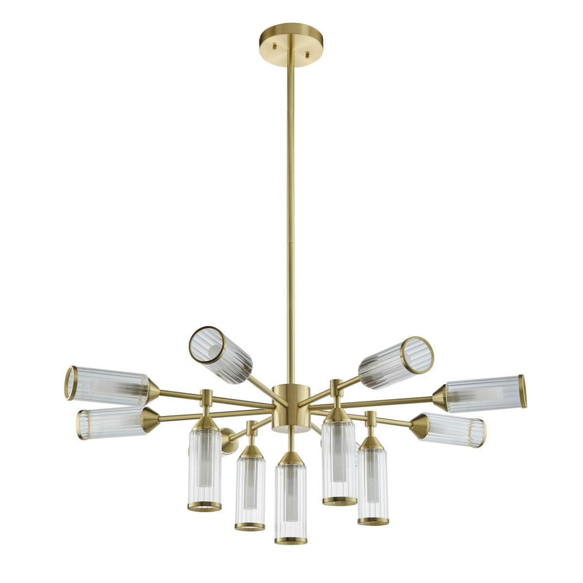 Novena Ancia 13 Light Pendant Light Satin Brass with Clear Frosted Glass