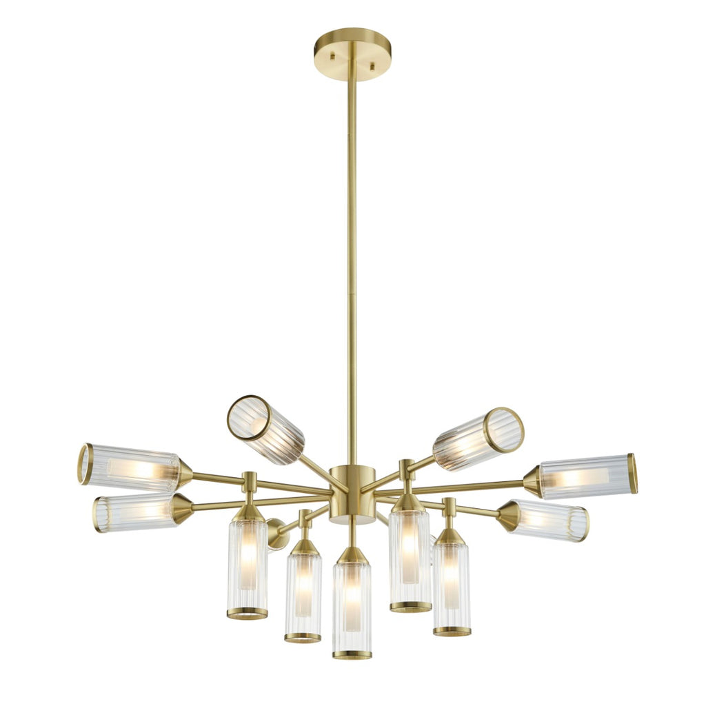Novena Ancia 13 Light Pendant Light Satin Brass with Clear Frosted Glass