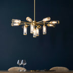 Novena Ancia 13 Light Pendant Light Satin Brass with Clear Frosted Glass