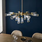 Novena Ancia 13 Light Pendant Light Satin Brass with Clear Frosted Glass