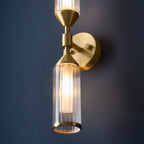 Novena Ancia 2 Light Wall Light Clear Frosted Glass Satin Brass Plate