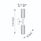 Novena Ancia 2 Light Wall Light Clear Frosted Glass Satin Brass Plate