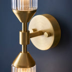 Novena Ancia 2 Light Wall Light Clear Frosted Glass Satin Brass Plate