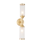 Novena Ancia 2 Light Wall Light Clear Frosted Glass Satin Brass Plate