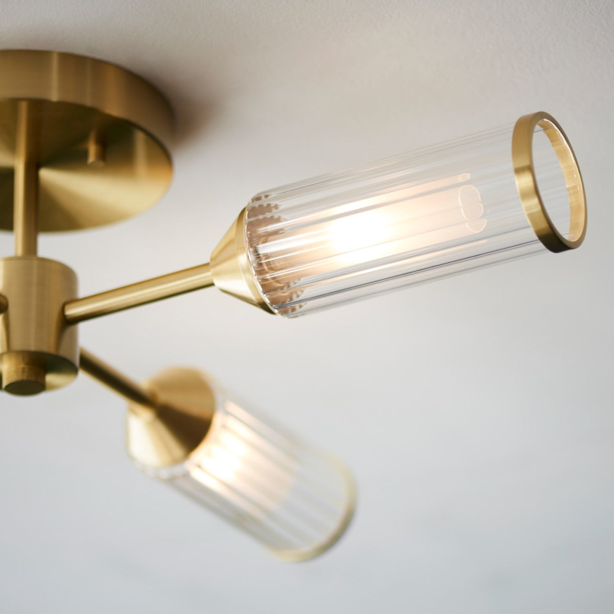 Novena Ancia 4 Light Semi Flush Ceiling Light with Clear Frosted Glass in Satin Brass