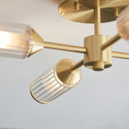Novena Ancia 4 Light Semi Flush Ceiling Light with Clear Frosted Glass in Satin Brass