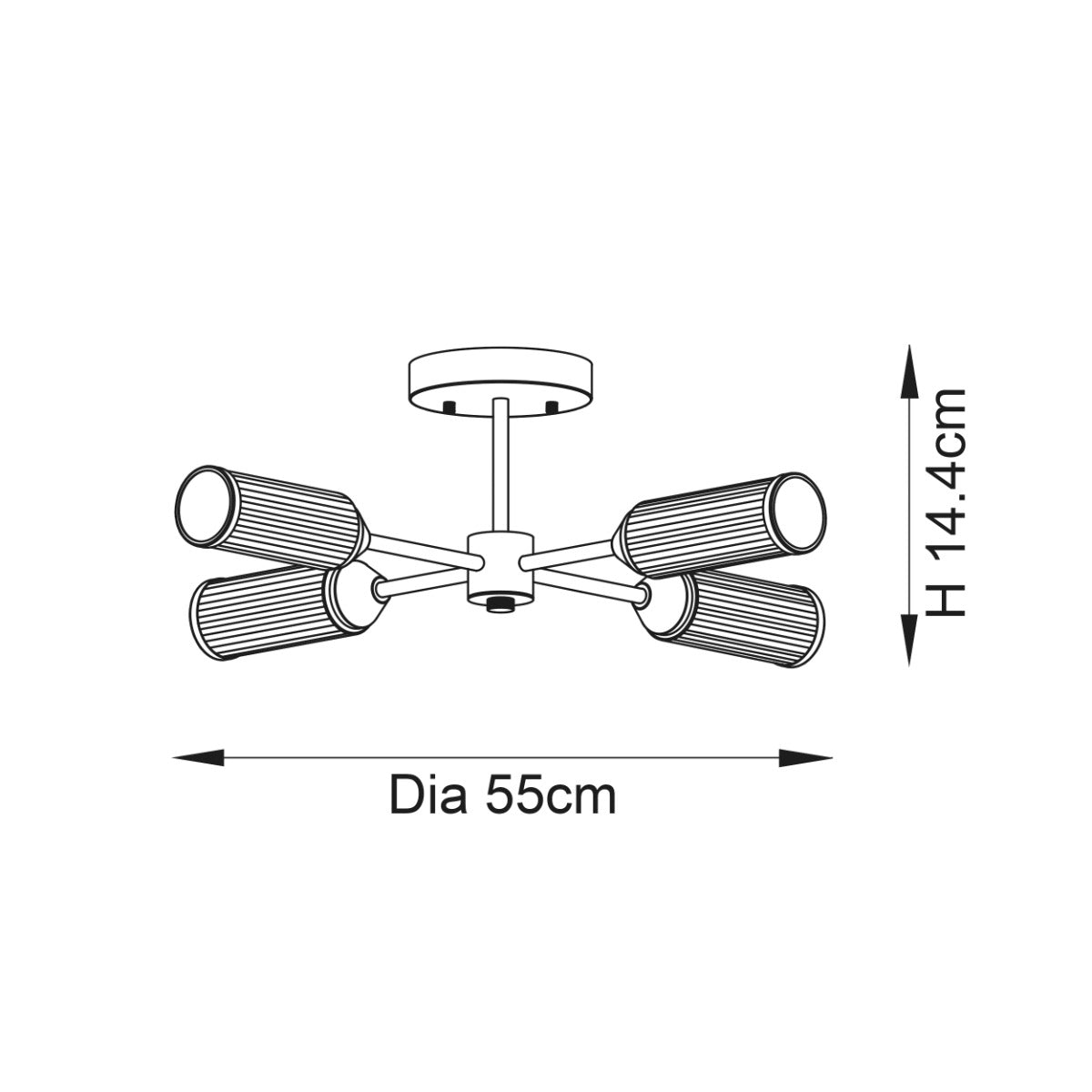 Novena Ancia 4 Light Semi Flush Ceiling Light with Clear Frosted Glass in Satin Brass