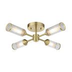 Novena Ancia 4 Light Semi Flush Ceiling Light with Clear Frosted Glass in Satin Brass