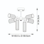 Novena Ancia 6 Light Semi Flush Ceiling Light Satin Brass with Clear Frosted Glass