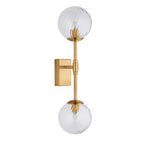 Novena Andarela 2 Light Wall Bracket Brushed Aged Brass With Twisted Clear Glass