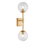 Novena Andarela 2 Light Wall Bracket Brushed Aged Brass With Twisted Clear Glass