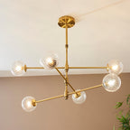 Novena Andarela 6 Light Pendant Brushed Aged Brass with Twisted Clear Glass