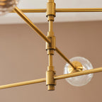 Novena Andarela 6 Light Pendant Brushed Aged Brass with Twisted Clear Glass