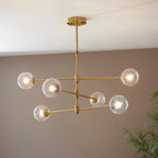 Novena Andarela 6 Light Pendant Brushed Aged Brass with Twisted Clear Glass