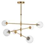 Novena Andarela 6 Light Pendant Brushed Aged Brass with Twisted Clear Glass