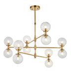 Novena Andarela12 Light Pendant Brushed Aged Brass with Twisted Clear Glass