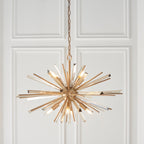 Novena Arroyo 8 Light Pendant Light Antique Brass Plate with Champagne Glass