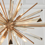 Novena Arroyo 8 Light Pendant Light Antique Brass Plate with Champagne Glass