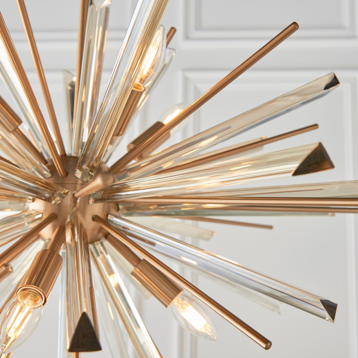 Novena Arroyo 8 Light Pendant Light Antique Brass Plate with Champagne Glass