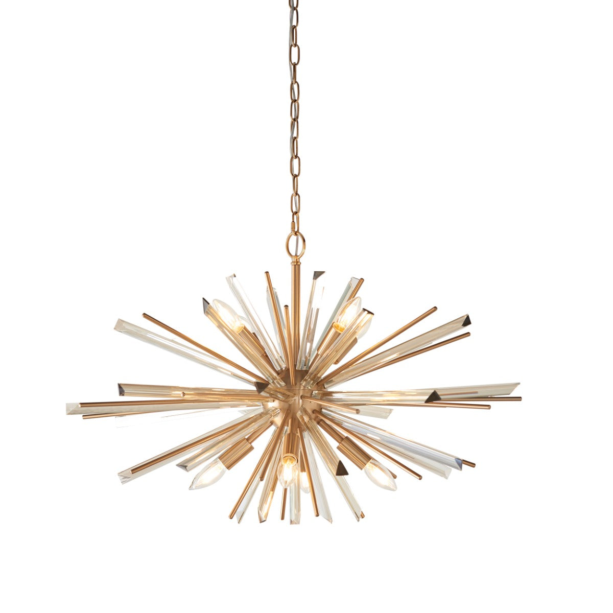 Novena Arroyo 8 Light Pendant Light Antique Brass Plate with Champagne Glass