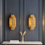 Novena Arteris Rectangular Wall Light in Antique Gold Leaf - Twin Pack