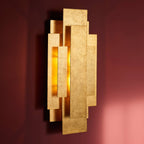 Novena Arteris Rectangular Wall Light in Antique Gold Leaf - Twin Pack