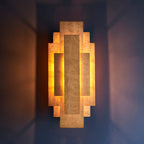 Novena Arteris Rectangular Wall Light in Antique Gold Leaf - Twin Pack